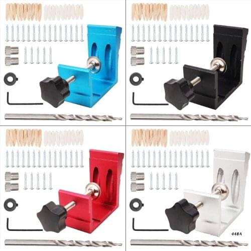 46 Pcs Oblique Hole Locator Pocket Hole Drill Guide Dowel Jig Drilling Kit Sturdy Aluminium Alloy Woodworker DIY Tools
