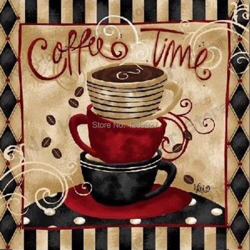 5D DIY Diamond Painting Coffee Cups,Tea Time,Diamond Embroidery Pattern Full Square Round Cross Sstitch Kits Mosaic Home Decor
