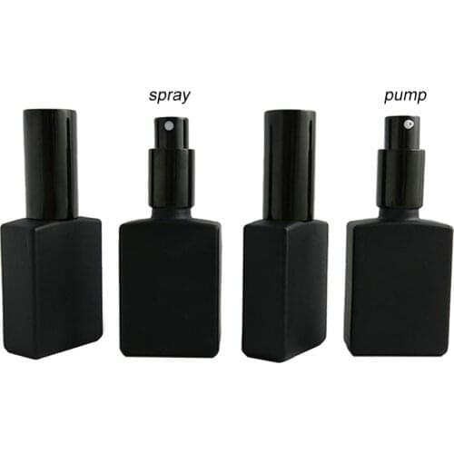 6pcs 30ml Pump Spray Bottle Cosmetic Container Perfume Travel Black Square bottle with aluminum sprayer caps