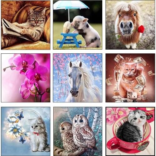 5D Diy Diamond Painting Painted Cartoon Animal Mosaic Embroidery Animal Cross Stitch Embroidery Crafts Home Decoration Art Jq398