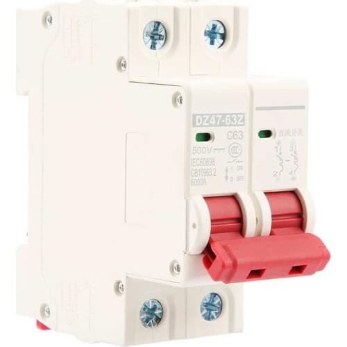 2P DC 500V 63A Mini Circuit Breaker MCB Safety Breaker 20000 times