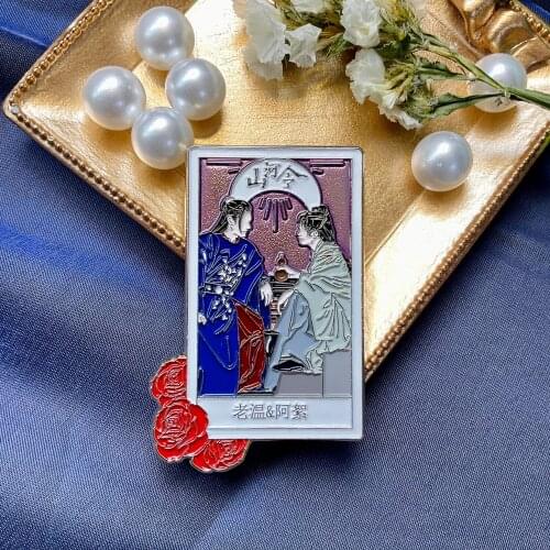 Anime WORD OF HONOR Shan He Ling Wen KeXing Zhou Zishu Gold Stoving Varnish Metal Badge Pins Collection Toys Brooch Pin Gift