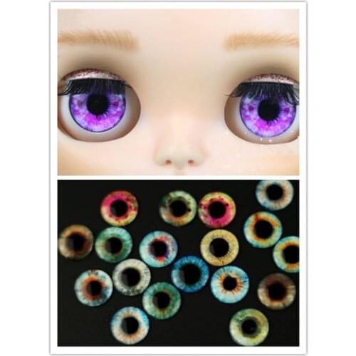 Free shipping 20 Pairs/Lot 14mm Colored Glass Eye Chips Dolls Accessories For Blyth Doll Eye Accessories For DIY Modified
