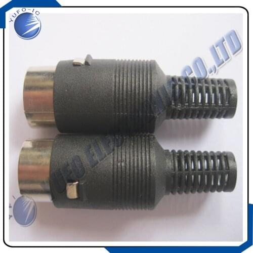 Free Shipping One Lot 100 Pcs DIN Plug 6pin Connector 6 Pin with Plastic Handle 6P Male