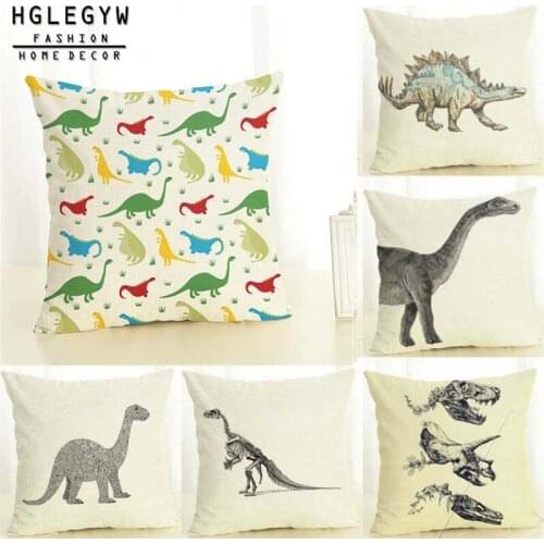 Decor Children Room Gift Dinosaur Tyrannosaurus Cushion Cover 45x45cm Throw Pillowcase Cotton Linen Printed Pillow Covers Home