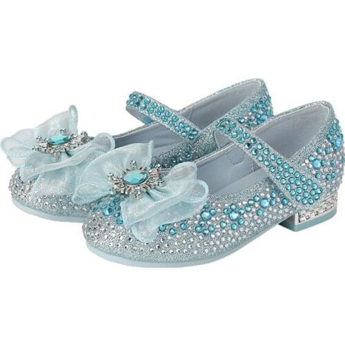 Childrens High Heels Autumn Girls Crystal Shoes Soft Soles Single Shoes In The Large Childrens Leather Shoes