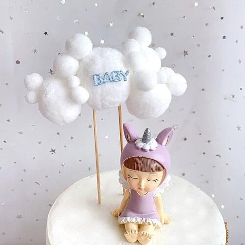 Childrens birthday party Cake Topper decoration girl boy baby fur ball Cake Topper baby bath birthday party dessert decoration