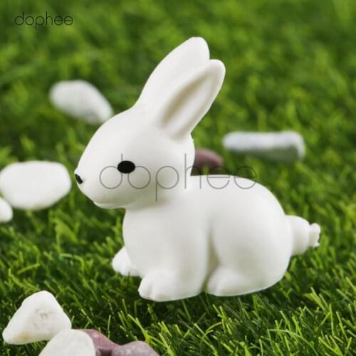 Dophee 5pcs Rabbit miniature garden furniture hare Figurine animal home decoration accessories Decor plastic toy Gift For Kids