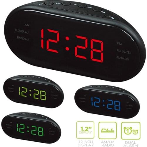 EAAGD LED Digital Alarm Clock AM/FM Radio with Dual Alarms Sleep & Snooze Function Outlet Powered Big Digit Display