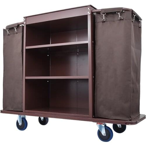 Hotel Trolley Stainless Steel Trolley Housekeeping Cart Hotel Room Service Car Multifunctional Hotel Trolley With Bag Spread G