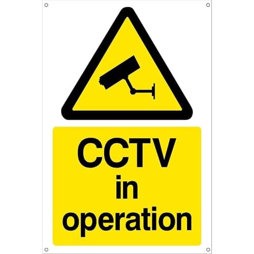 CCTV in Operation Plastic Sign with 4 Pre-Drilled Holes - Security, Camera, Closed Circuit TV, Warning Safety (MISC11)