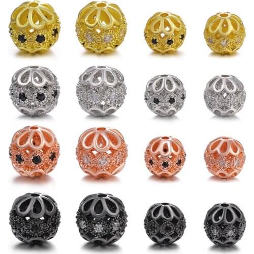 JUYA 5 pieces/Batch 8mm/10mm DIY luxury micro-staple AAA + cubic European gasket beads round ball charm bracelet making jewelry