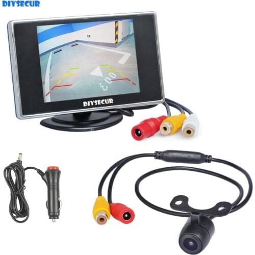 DIYSECUR Wired 3.5" TFT LCD Car Monitor Rear View Camera Kit Reversing Camera Parking Assistance System Easy Connect