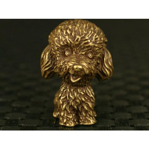 Chinese old bronze hand cast lovely dog Statue netsuke figure decoration