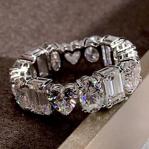 18K Au750 White Gold Women Ring Moissanite Diamonds Round Oval Heart Emerald Wedding Party Engagement Anniversary Ring