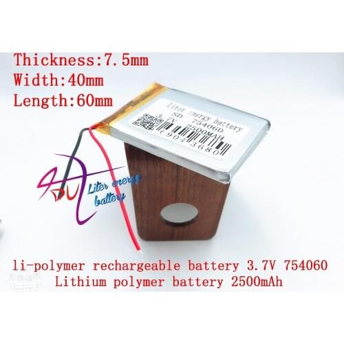 Li-po 754060 MP3 MP4 2500MAH 3.7V Bluetooth stereo mobile power polymer lithium battery