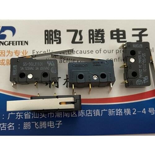 1PCS Japan Omron SS-5GL111D1 micro switch bent foot 3 foot stroke limit with long straight handle swing rod 5A