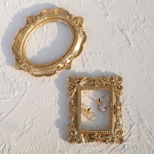 Retro Resin Mini Photo Frame Hollow Jewelry Positioning Frame Home Decor Earring Necklace Display Box Photography Props