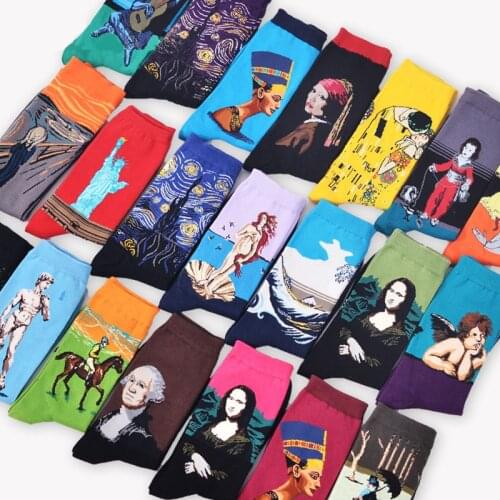Fashion Womens Long Socks Retro Renaissance Style Couple Unisex Art Inscriptions Popular High Socks Soft Europe And America