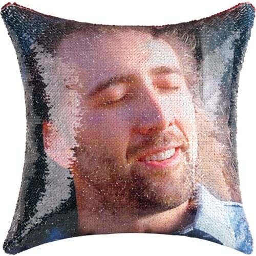 Nicolas-Cage Magic Sequin Pillow Covers Friends TV Show Decorative Home Reversible Flip Sequin Throw Pillowcase-Handmade Cushion