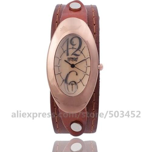 100pcs/lot CCQ 92012 Reloj Mujer New Genuine Leather Belt Women Watches Unisex Vintage Reminiscence Siamese Fashion Quartz Colck