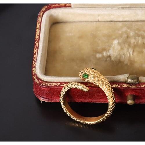 European Style New Retro Punk Exaggerated Snake Ring Fashion Personality Non-Adjustable Ring Jewelry Ornaments Decoration Gifts