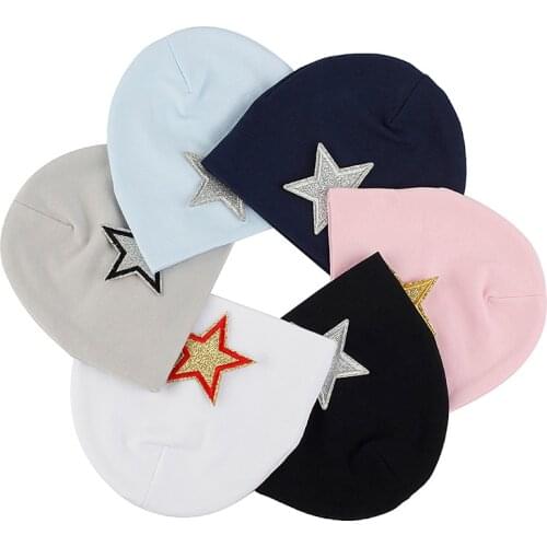 2021 New Arrivals Baby Hat Girls Caps Infant Solid Beanies Boys Warm Hats Toddler Kids Children Pentagonal Star ​Beanie Cap