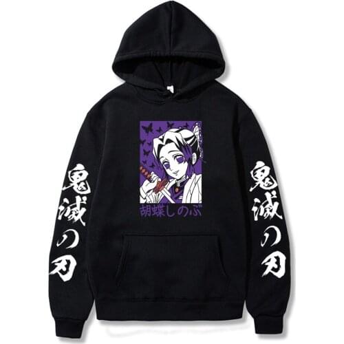 2021 Summer New Arrival Hot Fashion Anime Demon Slayer Kimetsu No Yaiba Shinobu Kocho Printing Hoodies Unisex Clothes