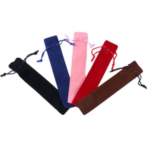 Wholesale 1000pcs/lot good quality crystal ballpoint velvet pen bag pen pouch pen case with rope 6 colors SN1184