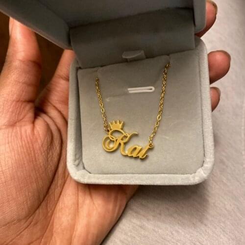 Custom Name Crown Necklaces Nameplate Necklace For Women Personalized Stainless Steel Letter Gold Necklaces Customized Jewelry