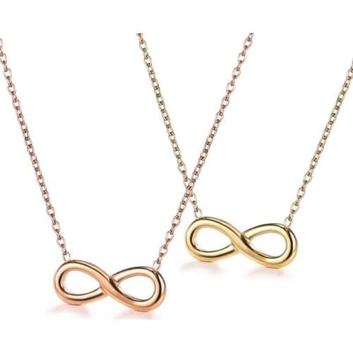 Personalized Heart Infinity Pendant Necklace Fashion Metal Titanium Steel Choker Clavicle Chain Gift for Girl Friends