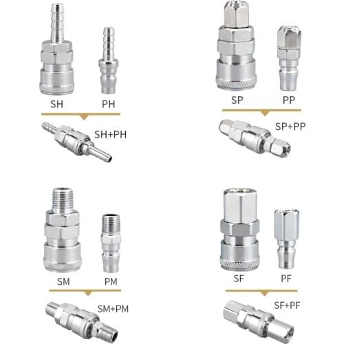 1pc Pneumatic fitting C type quick connector high pressure coupling SP SF SH SM PP PF PH PM 20 30 40 inch thread (PT)