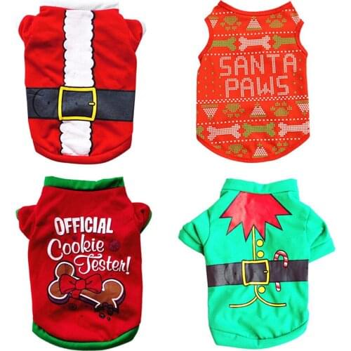 Christmas Dog Clothes Cotton Pet Clothing For Small Medium Dogs Vest Shirt New Year Puppy Dog Costume Chihuahua Pet Vest Shirt
