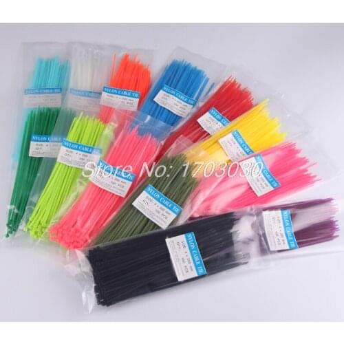 200mm Self locking Nylon Cable Ties 100Pcs 12 color Plastic Zip Tie black wire binding wrap straps