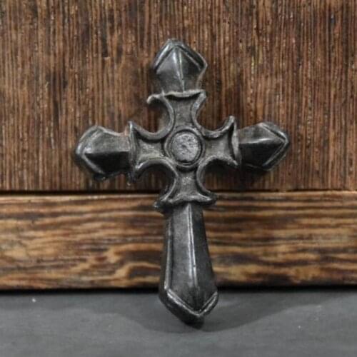 Hongshan culture archaize black iron meteorite sculpture cross statue