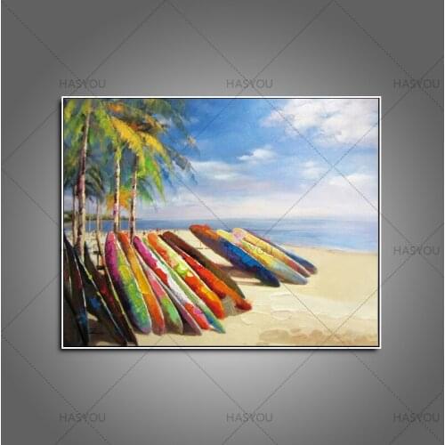 Modern Art Abstract Landscape Abstract Beach Oil Painting On Canvas Handmade Modern Living Room Wall Decoration Surfing Art Work