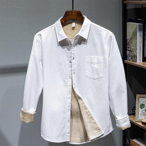 Suehaiwes brand Italy Oxford pure cotton shirt men warm plus velvet autumn shirts for men fashion comfotable shirt mens camisa
