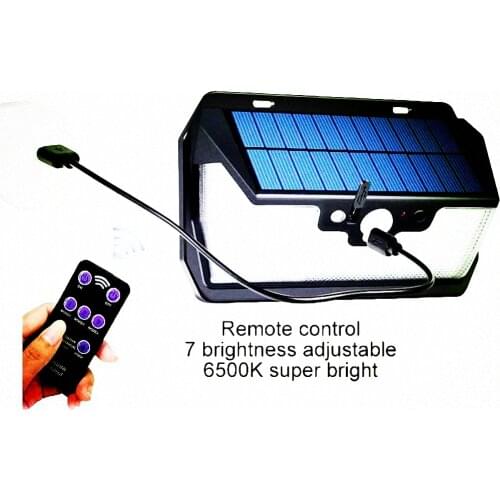 55 LED 900lm Solar Light remote control radar smart 3 side lighting Energy Saving Motio IP camp street wall lamp yard ca