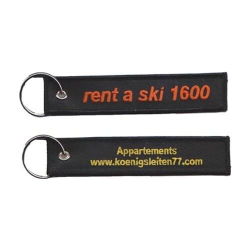 Embroidery Keychain Custom Embroidered Key Chains Made the Logo for Double Side Twill with 3cm Metal Ring Custom and MOQ100pcs