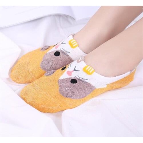 Women cotton socks Cute Animal cat Female Kawaii Summer Short Socks Women Casual Soft Funny Socks 5 pairs/lot