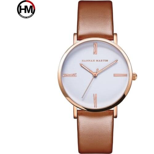 Hannah martin New women fashion top Luxury Brand quartz sk clock relogio feminino Ladies rose gold brown watches bayan kol saati