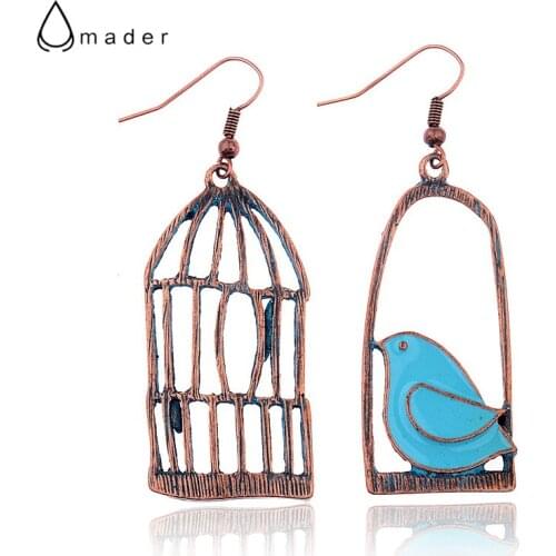 Amader Vintage Women Drop Earrings Fashion Designer Oil Bird&Bird-Cage Bronze Earring Female Brincos Feminino HQE658