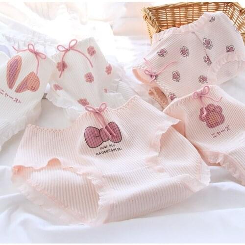 Bowknot Girl Underwears Cute Animal Claw Japanese Girl Pure Cotton Seamless Underwear Beautiful Sports Lingerie Breathable Sexy