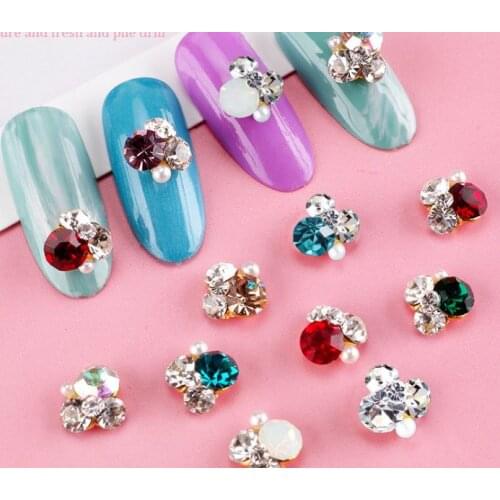 2018 New nail art alloy bows 3d sticker nail charming decoration Nail alloy lucky gemstone jewelry nail crystal Decoration