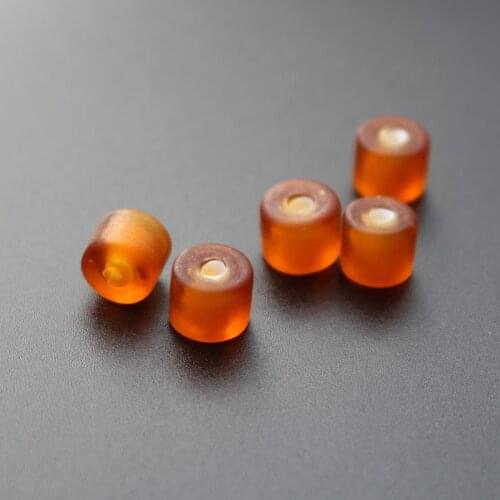 30Pieces /lot 8mm*6mm Handmade Lampwork glass beads Pipe beads Brown color for jewelry &DIY