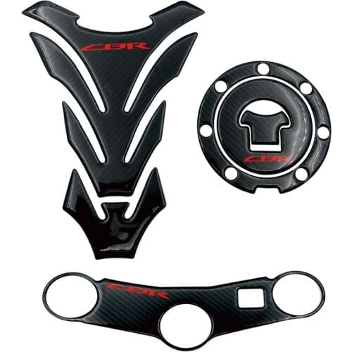 3D Carbon Fiber Stickers For Honda CBR600RR CBR 600RR 2003 2004 Motorcycle Tank Cap Tank Pad Fork Triple Tree Upper Clamp Decals