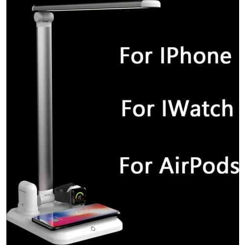4 IN 1 Table Lamp USB Charging Station Fast QI Wireless Charger Dock for Apple Watch 2 3 4 Airpods IPhone 8 Plus X XR XS 11 Max