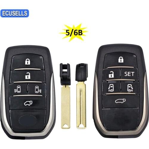 5/6 Button Remote Car Key Shell Case Housing Cover for Toyota Alphard 30 Series Previa Vellfire Noah with TOY12 Uncut Blade