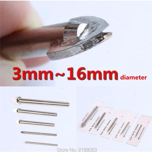 5pcs/lot Tungsten carbide drill bit hole saw spear head drill bit glass tile ceramic drill bits 3 ~ 16mm durable in use