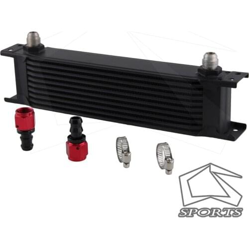2" ALUMINIUM 8AN OIL COOLER - 10 ROW ENGINE OIL COOLER + AN8 FITTING / HOSE END